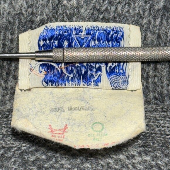 Caldwell 60's Hand Fashioned Gray Wool Hooded Zip-Up Cardigan With Polar Bear L - Picture 7 of 14